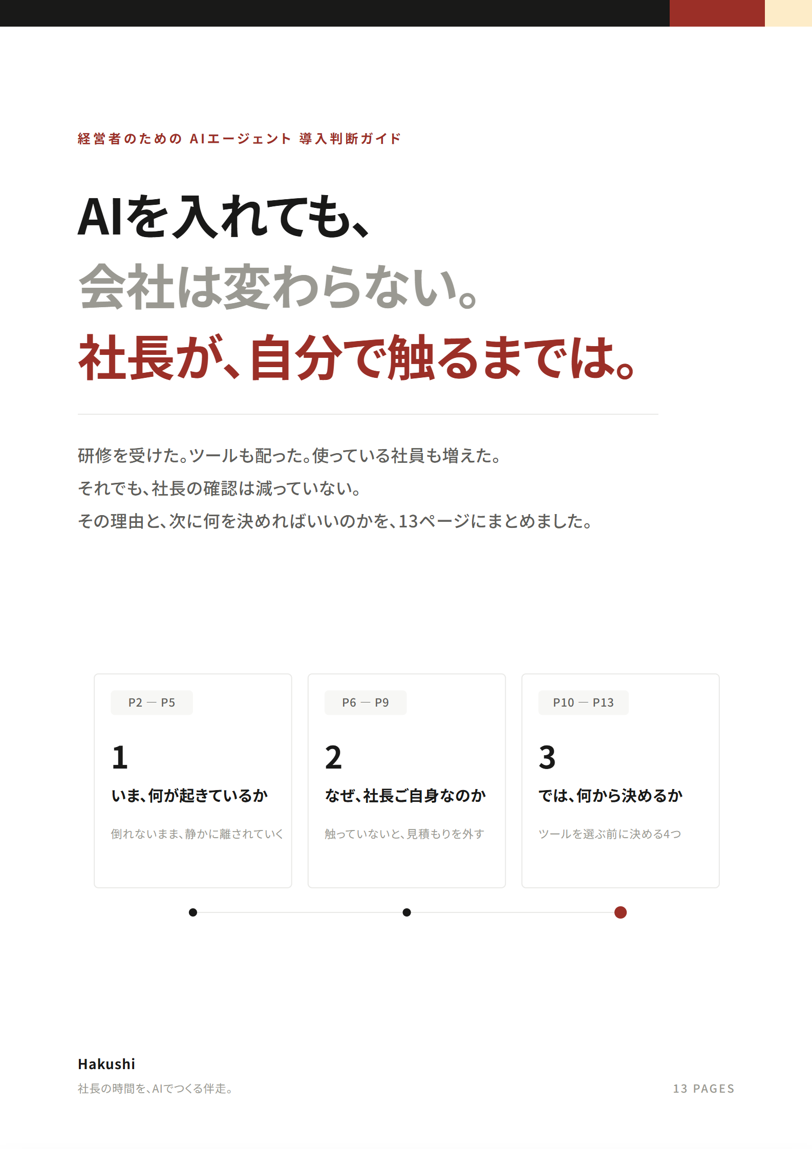AIを入れても、会社は変わらない。社長が、自分で触るまでは。（無料ガイドの表紙）